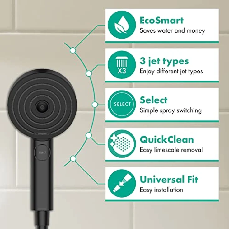 hansgrohe Handbrause Pulsify Select S, 10,5cm, 3 Strahlarten Activation wassersparend – Bild 3