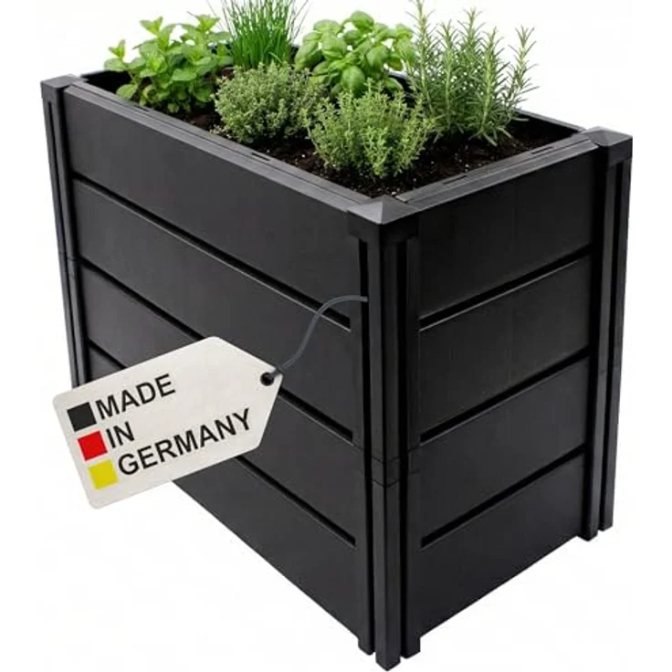 NYVI Hochbeet NYVIGreen M, 82x44x61cm, 196 Liter Kunststoff Kräuterbeet, wetterfest, UV-resistent, rostfrei, langlebig, einfache Steckmontage, erweiterbar – Bild 1