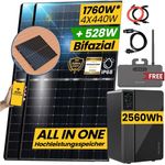 Stegpearl Balkonkraftwerk mit Speicher Komplettset 2,56kWh Marstek Jupiter C Solar Speicher, 1760,00 W, Monokristallin, Schwarz