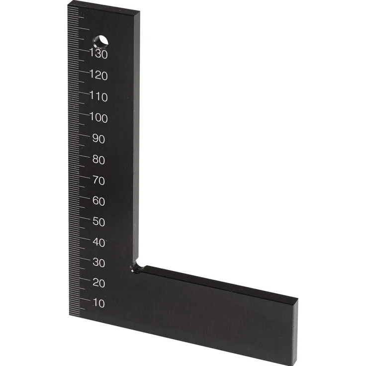 Tecwerk Winkel DIN 875/I, Winkelmesser aus oberflächengehärtetem Aluminium, Schenkellänge 250 x 165 mm, schwarz eloxiert, präzise Hochkantskala, prüfpflichtig und kalibrierbar