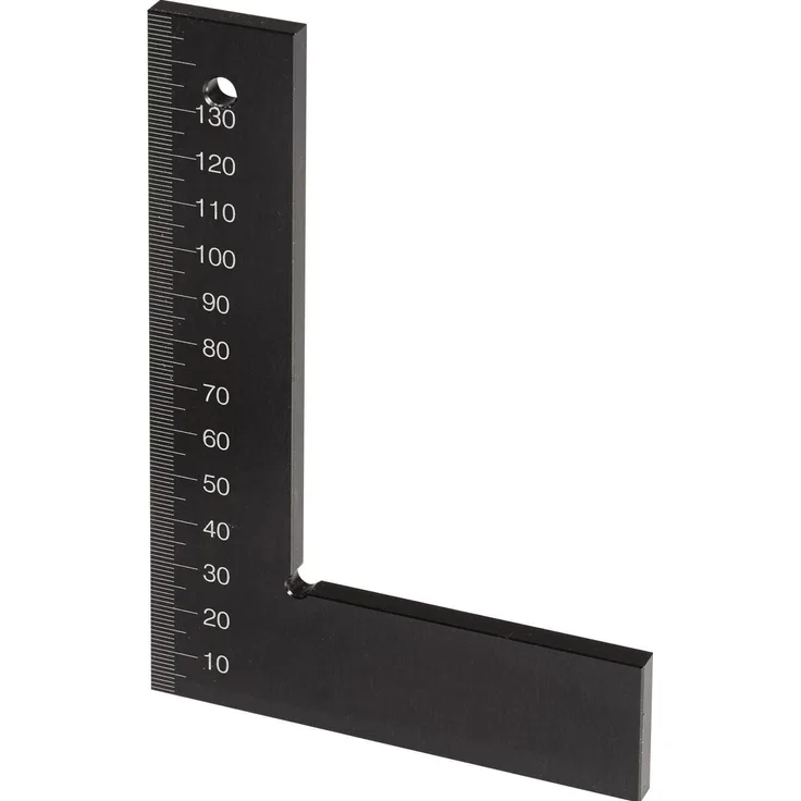 Tecwerk Winkel DIN 875/I, Winkelmesser aus oberflächengehärtetem Aluminium, Schenkellänge 250 x 165 mm, schwarz eloxiert, präzise Hochkantskala, prüfpflichtig und kalibrierbar