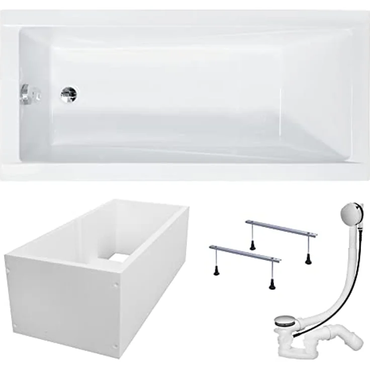 KOLMAN Badewanne Rechteck Modern 170x70 mit Wannenträger - Ablaufgarnitur VIEGA & Füße – Bild 1