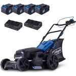 Scheppach IXES 20V Akku-Rasenmäher BC-MP470-X, 40 V mit 4 Akkus (4 Ah), Schnittbreite 470 mm, 50-Liter Fangkorb, zentrale Schnitthöhenverstellung