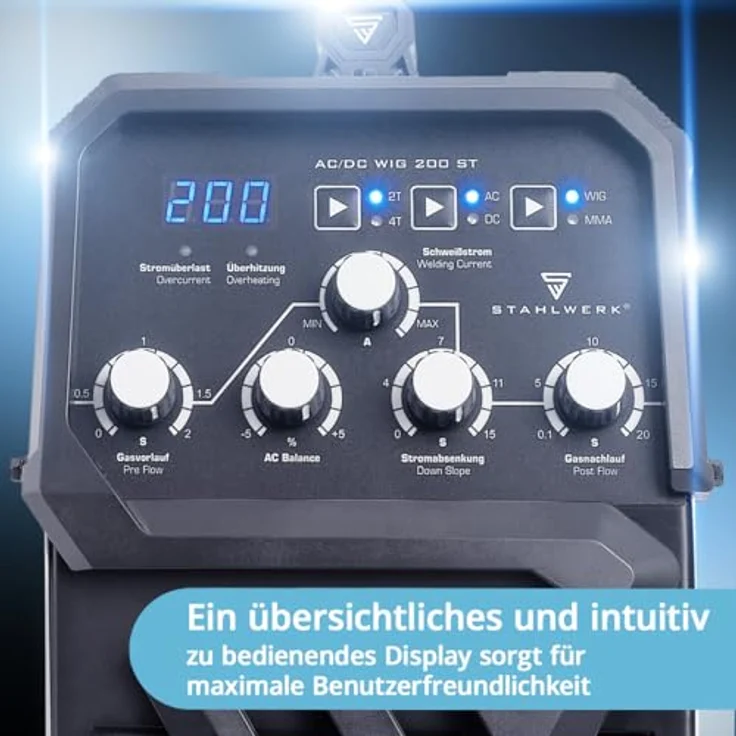 STAHLWERK AC/DC WIG 200 ST, Kombischweißgerät 200 A mit WIG & MMA E-Hand, IP21S Schutzart, 8-teiliges Zubehörset – Bild 7