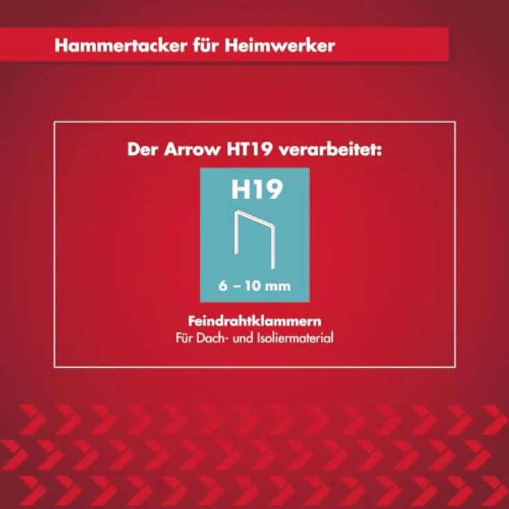 Arrow Hammertacker HT19, leichter Tacker für Feindrahtklammern 6 mm - 10 mm, mit verchromtem Stahlgehäuse und Softgriff – Bild 5