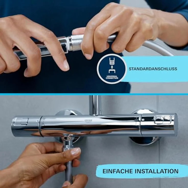 Grohe Handbrause 2 Strahlarten Vitalio Comfort 110 chrom, Rain und Jet Strahl, Wasser Saving Plus Technologie – Bild 4