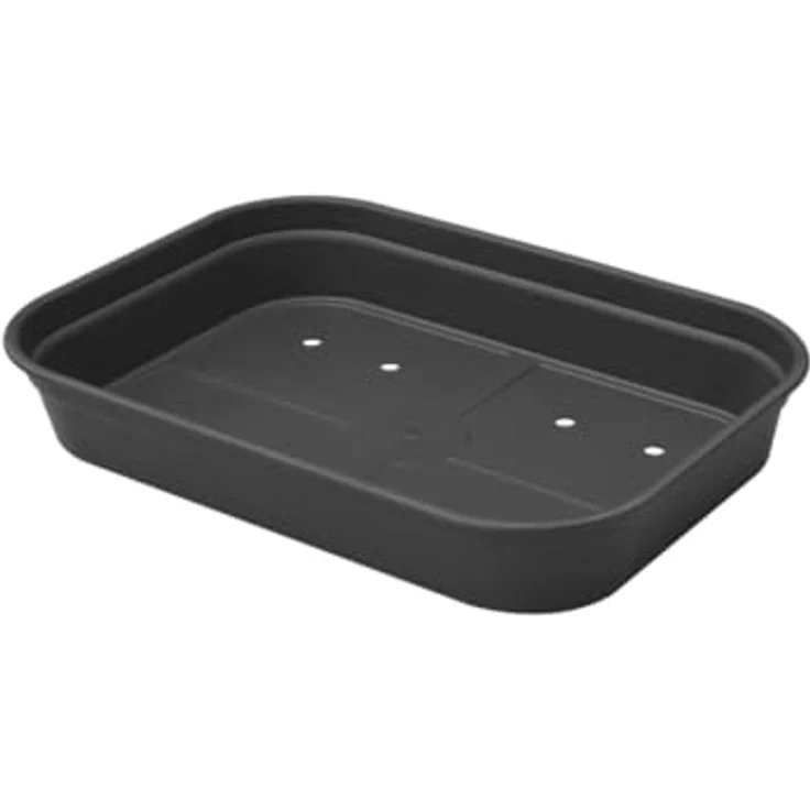 Elho Green Basics Anzucht Schale M, Lebhaft Schwarz, drinnen & draußen, L 36 x W 25.9 x H 6.3 cm, frostbeständig mit Wasserabzugsöffnung – Bild 1