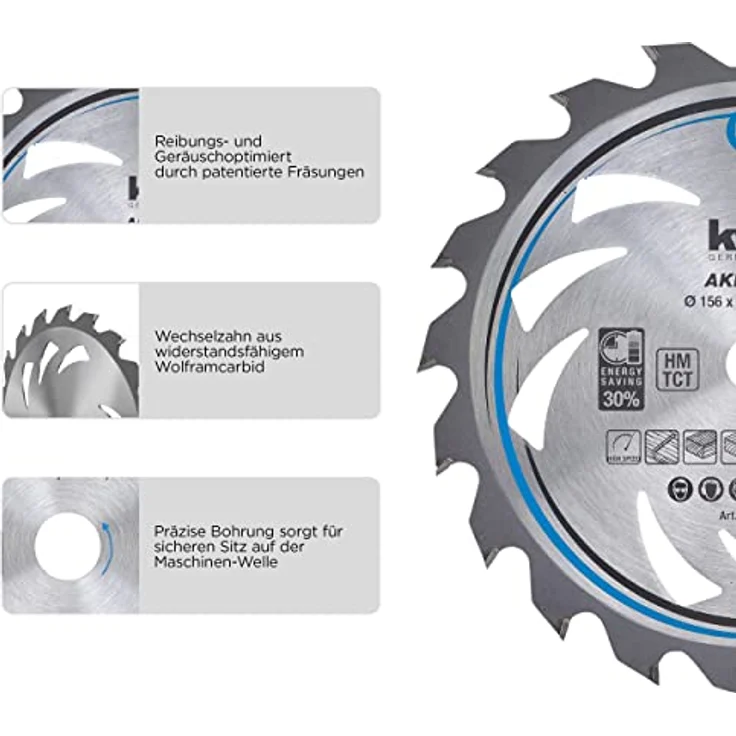 kwb 584554 Energy-Saving Kreissäge-Blatt Easy Cut, Ø 160 x 20 mm Dünn-Schnitt mit Spezial-Wechselzahn 20 Zähnen Z20, AKKU-TOP Dünnschnitt, 160 x 20 – Bild 3