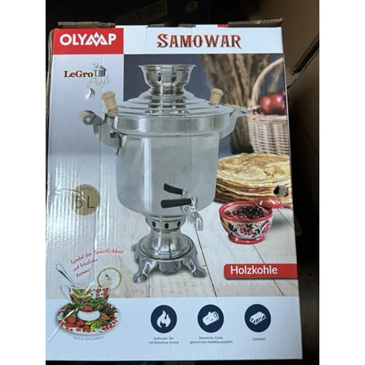 LeGro Holzkohle Samowar 5 Liter mit Schornstein – Bild 5