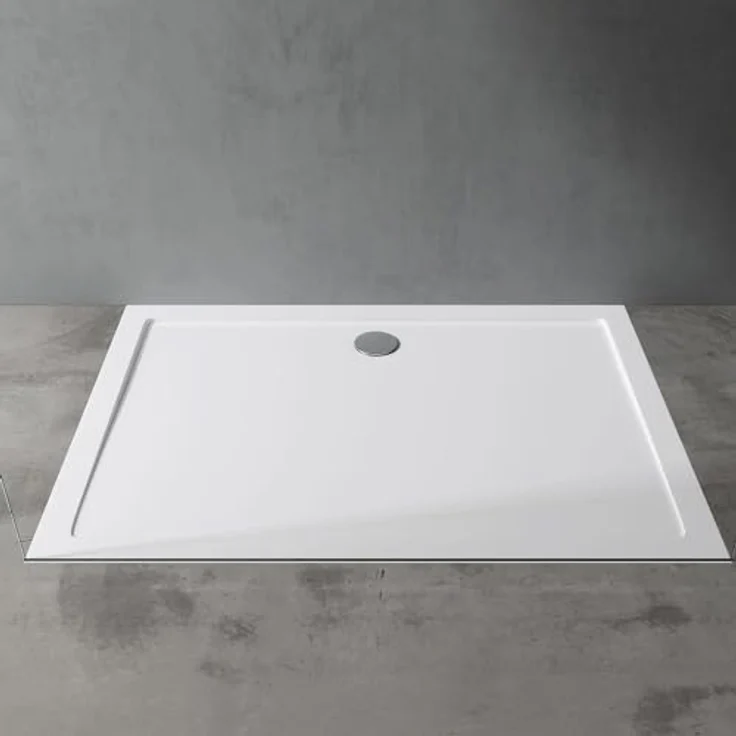 doporro Duschtasse Duschwanne Faro2, 75x90x4 cm, flach, Weiß, inkl. Ablaufgarnitur AL01, DIN-Anschlüsse, bodeneben montierbar, leicht zu reinigen – Bild 4