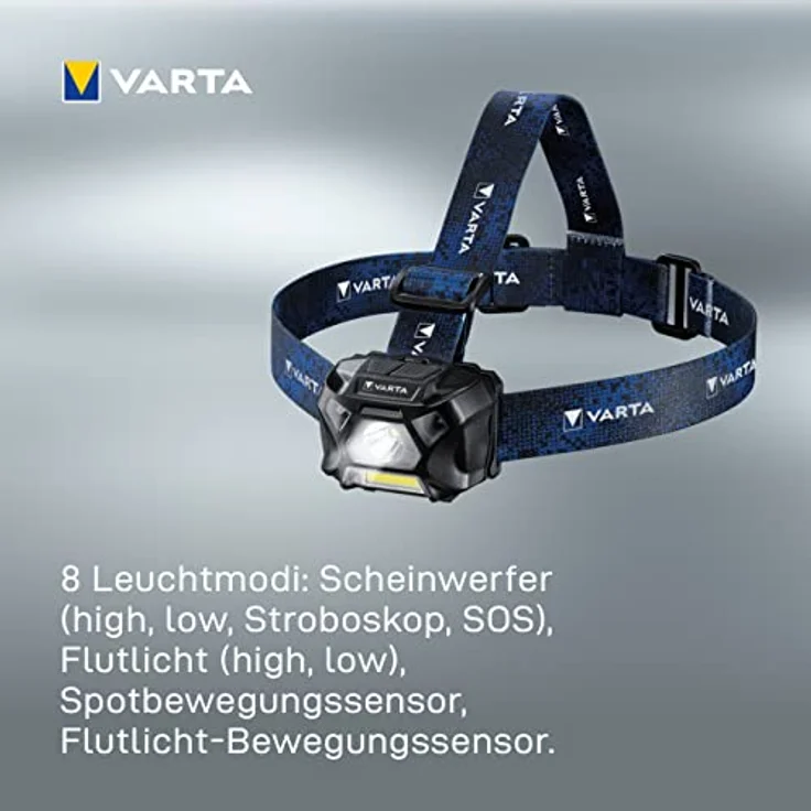 VARTA Stirnlampe LED inkl. 3x AAA Batterien, Work Flex Motion Sensor H20, Bewegungssensor, zwei Leuchtmodi, an- und ausschalten durch Handbewegung, spritzwasser- und staubgeschützt – Bild 5