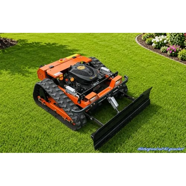 FM SOLAR Ferngesteuerter Motor-Rasenmäher CW-500, orange, 6 PS, Schneepflug, geeignet für Steigungen bis 45°, 500 mm Schnittbreite – Bild 1