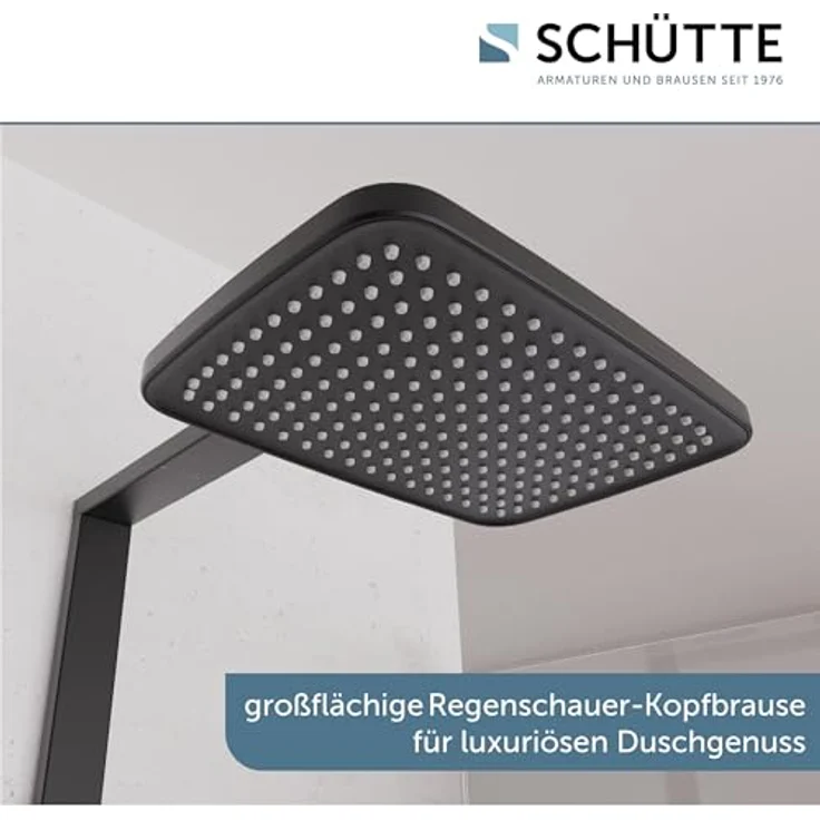 Schütte Duschsystem HAWAII, Überkopfbrause-Set mit 3 Strahlarten, Thermostatarmatur, Montagezubehör & Glasablage, Höhe 115 cm – Bild 4
