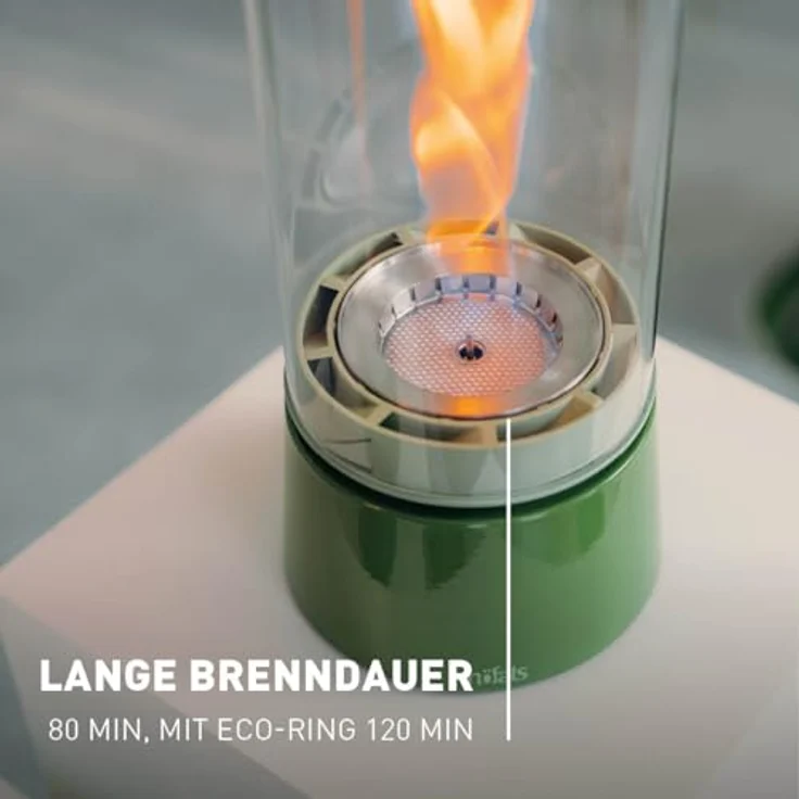 höfats Spin air 900 Grün, Bioethanol-Tischkamin mit langer Brenndauer und innovativer Bio-Burner-Technologie, emaillierter Gussfuß für Indoor & Outdoor – Bild 5
