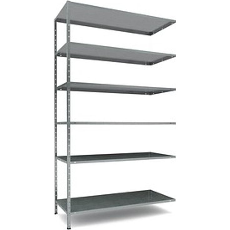 SZ Metall Anbauregal 12200, silber, 80 x 35 x 200 cm, 6 Fachböden, höhenverstellbar, Tragkraft 300 kg