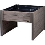 dobar® 56187e Mährobotergarage mit Pflanzkasten | Rasenroboter Unterstand Massivholz | Rasenmäher Garage | Automower Überdachung | Mähroboter Carport | 79 x 73 x 56 cm | Grau