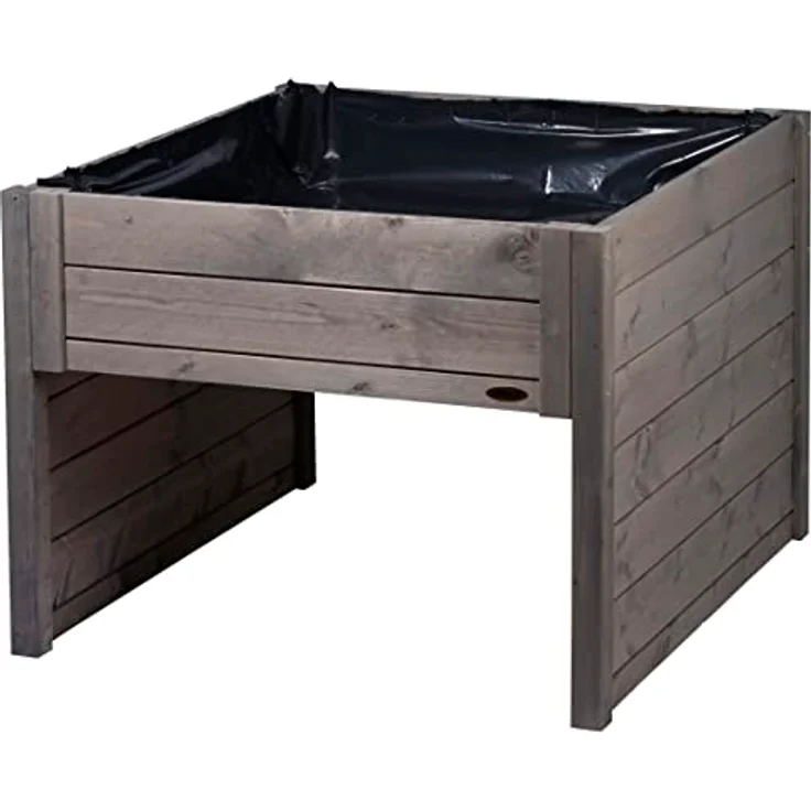 dobar® 56187e Mährobotergarage mit Pflanzkasten | Rasenroboter Unterstand Massivholz | Rasenmäher Garage | Automower Überdachung | Mähroboter Carport | 79 x 73 x 56 cm | Grau – Bild 1