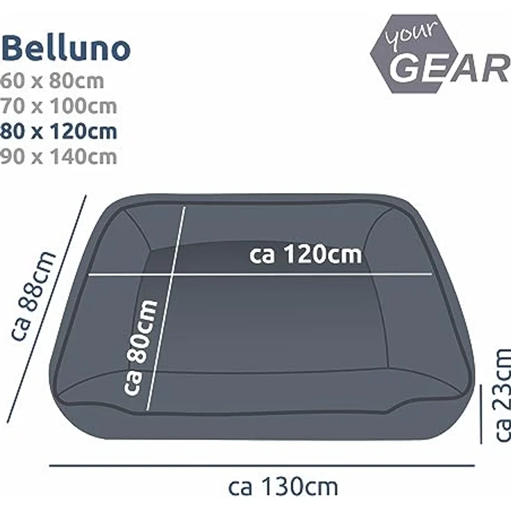 your GEAR Belluno 80x120 cm orthopädisches Hundebett, Hundekorb, Oeko-TEX, waschbar, geruchsfrei & hygienisch – Bild 2