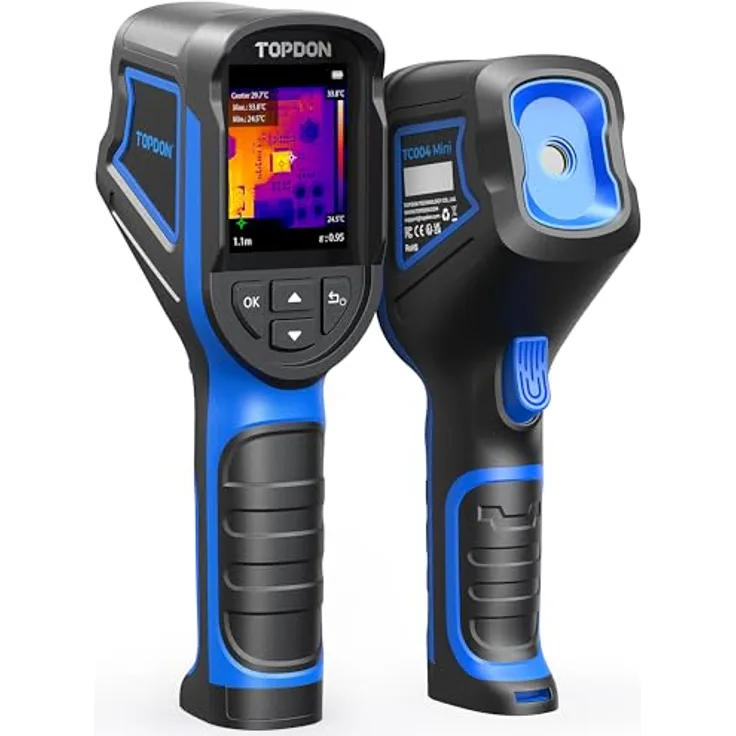 TOPDON Wärmebildkamera TC004 Mini, 240x240 IR-Auflösung, 15 Stunden Akkulaufzeit, -20°C bis 450°C, 25Hz, tragbar für Hauswartung und Leckageinspektion