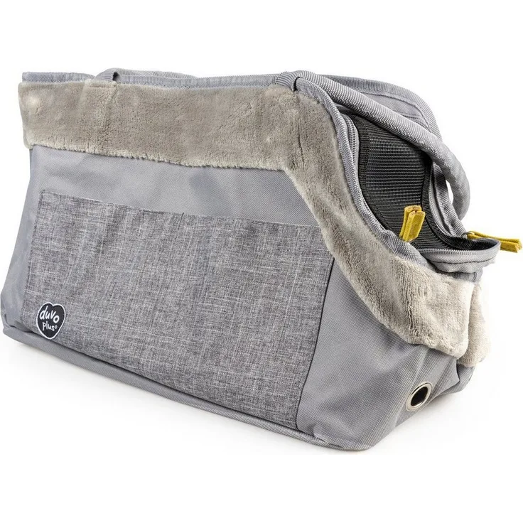 DUVO+ Paris Pet Bag Chic, transportable Tiertransporttasche für Katzen bis 7 kg, grau, mit abnehmbarem Kissen und Lüftungslöchern