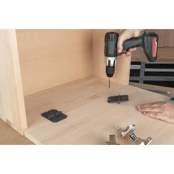 wolfcraft Scharnierloch-Set, 5-teilig mit Ø 35 mm Forstnerbohrer und Bohrschablonen für Topfscharniere – Bild 5