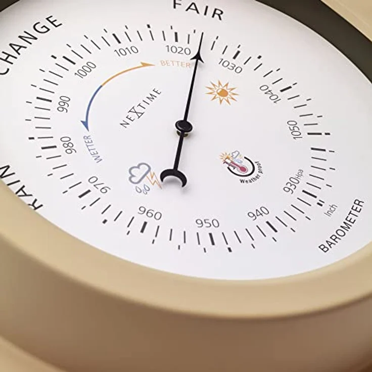 Nextime Barometer Orchid, wetterfestes Gartenbarometer aus braunem Metall, Ø 22 cm – Bild 4