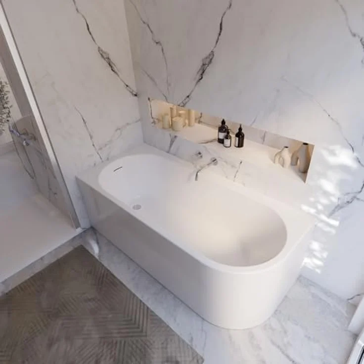 Schulte Rio Canto Badewanne, 180x80 cm Sanitäracryl Weiß, Komplett-Set mit Fußgestell, Schürze und Ablaufgarnitur – Bild 2