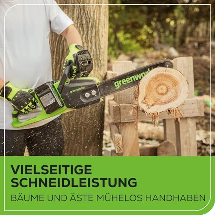 Greenworks Akku-Kettensäge GD24X2CS36 Li-Ion 2x24V 20m s Kettengeschwindigkeit 36cm Schwertlänge 200 – Bild 7