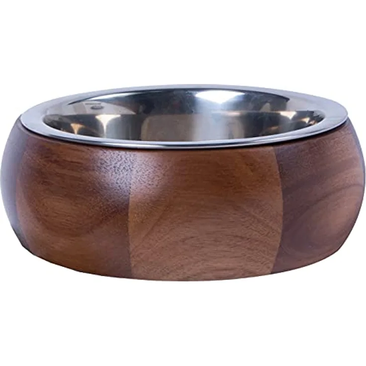 Dehner Lieblinge Hunde-Napf, 18.7 cm, Höhe 7.6 cm, Holz/Edelstahl, braun