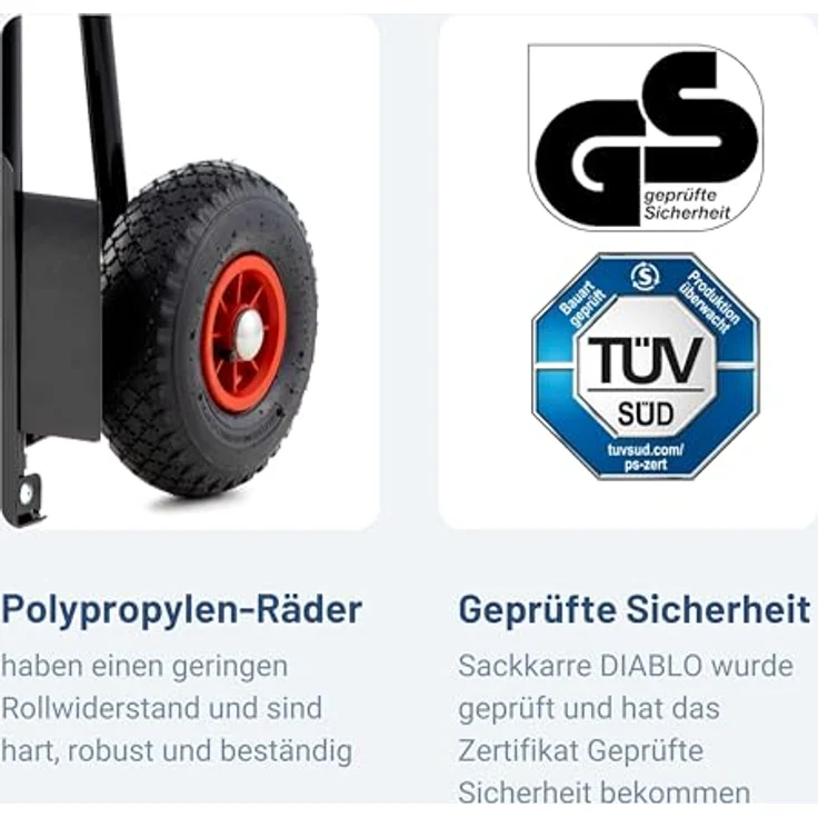 Pallit Sackkarre klappbar für 200 kg DIABLO, Transportwagen mit robusten Rädern, 9 kg leicht, in schwarz – Bild 6
