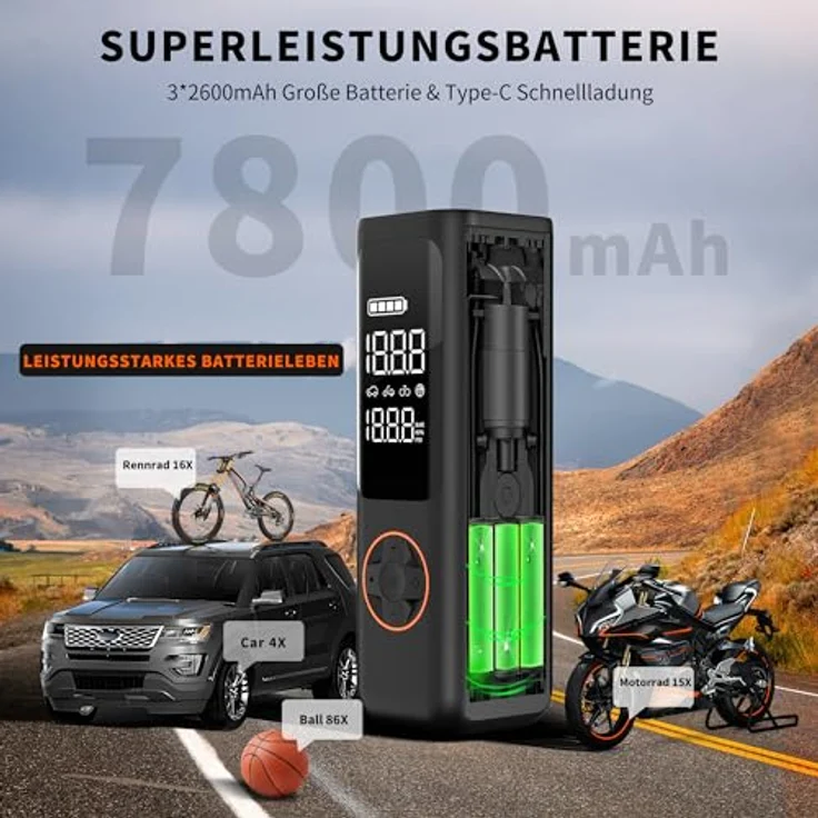 QiCYCLE P1 Vielseitiges Reifenfüller Fahrradpumpe Elektrisch 7800mAh Powerbank 150PSI AutoOff – Bild 5