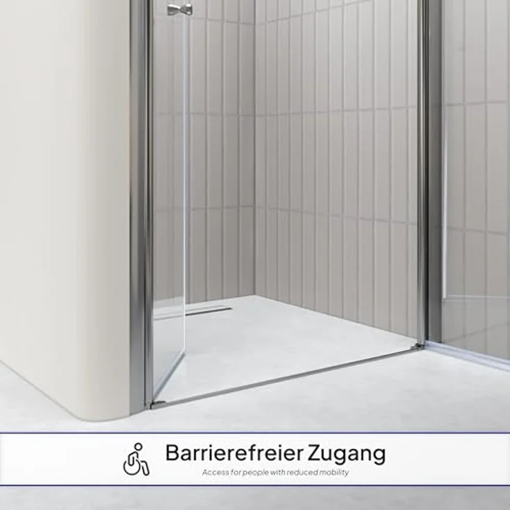 i-flair Duschtür 84-88 cm, 195 cm Höhe, mit 6 mm ESG Sicherheitsglas und Hebe-Senk Mechanismus, chromfarbener Griff und Aluminiumprofil – Bild 9