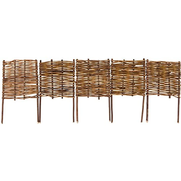 Windhager Beeteinfassung Beetumrandung Steckzaun Weidezaun Palisade Weide, 5-teilig, 100 x 20/35 cm, braun, 06458 – Bild 1