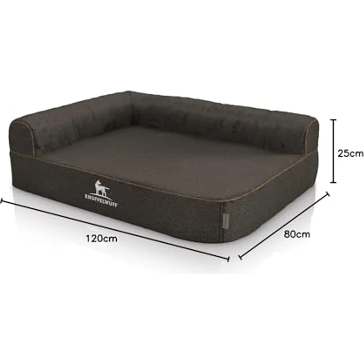 Knuffelwuff Orthopädisches Eck Hundebett Marlie Hundesofa XXL 120 x 80cm Lehne Links Schwarz - abnehmbarer Bezug - waschbar - für große, mittelgroße und kleine Hunde – Bild 4