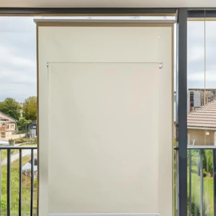 Jet-Line Seitenarmmarkise Vertikalmarkise Balkonmarkise Beschattung Sichtschutzrollo beige 160 cm - Aluminiumgestänge, UV-beschichtetes Tuch, leicht montierbar – Bild 3