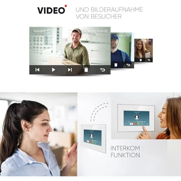 Balter EVO-HD Video Türsprechanlage, 7 Zoll HD-Monitor mit Full HD-Kamera, 175° Weitwinkel, 2-Draht Bus, schwarz – Bild 5