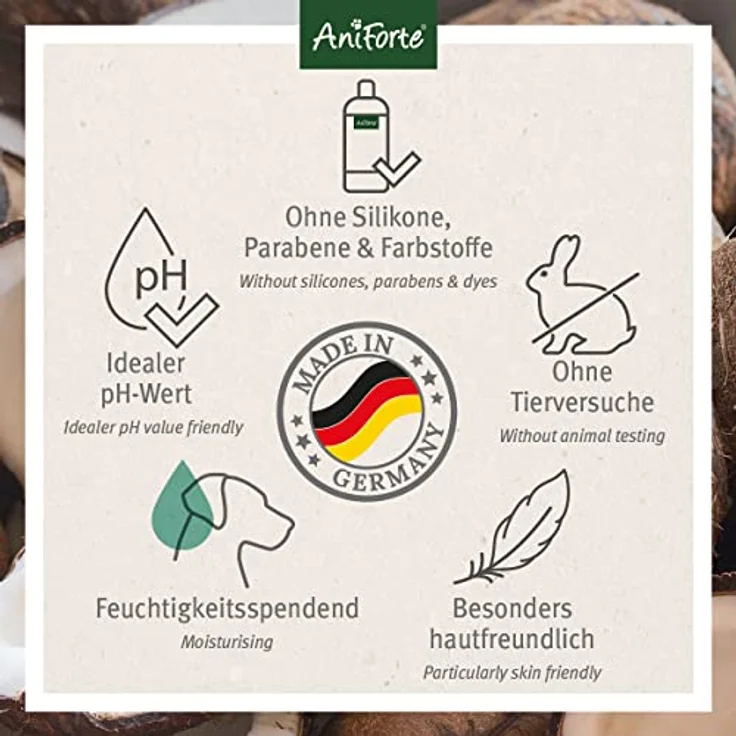 AniForte Fellharmonie Hundeshampoo mit Kokosöl & Aloe Vera 200ml – Pflegeshampoo für Hunde, Vitale Haut, Fellglanz, Kämmbarkeit, natürliche Inhaltsstoffe – Bild 5