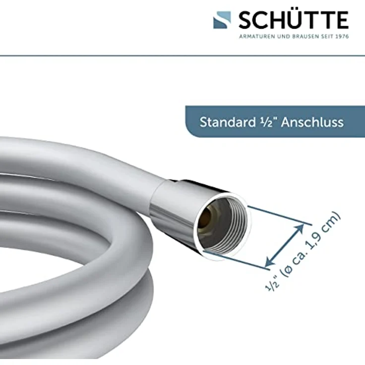 SCHÜTTE Duschschlauch 1,5m SILVER | Brauseschlauch mit Verdrehschutz Dusche mit 150cm Länge aus Kunststoff | Duschkopf-Schlauch mit Universalanschluss | Silber – Bild 3