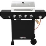 Nexgrill Classic 4-Brenner Gasgrill mit Seitenbrenner, Edelstahl, porzellanbeschichtete Gusseisenroste, Even-Heat-System, ideal für Garten und Balkon