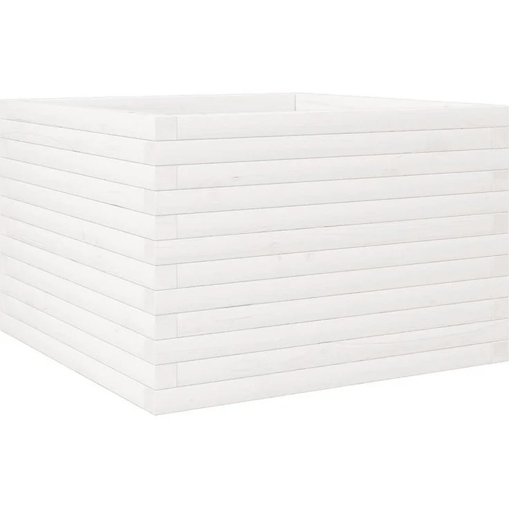 vidaXL Hochbeet Pflanzkübel Weiß 70x70x46 cm Massivholz Kiefer, Großer Pflanzraum und rustikaler Charme