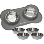 KaraLuna Napfunterlage aus Silikon mit Edelstahl Futternapf I Für Katzen & Hunde (200ml, Grau)