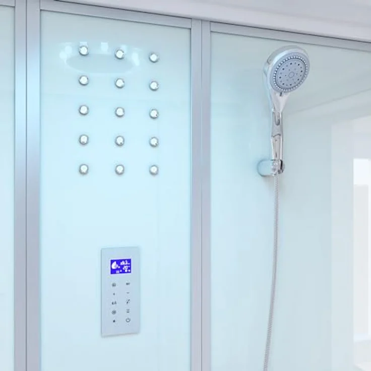 Home Deluxe Dampfdusche DIAMOND BIG Weiß - inkl. Radio, Regendusche und komplettem Zubehör - 190 x 100 x 220 cm, Dampfsauna, Badewanne, Whirlpool – Bild 5