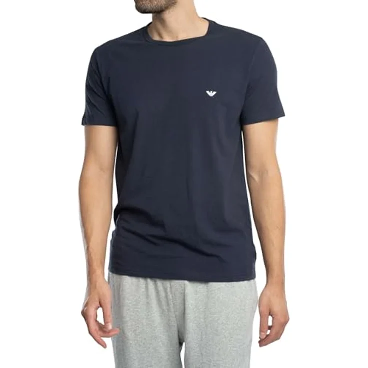 Emporio Armani T-Shirt Casual, Mehrfarbig, Herren, 2er Pack, Rundhalsausschnitt, elastischer Baumwoll-Single-Jersey, Größe S – Bild 2
