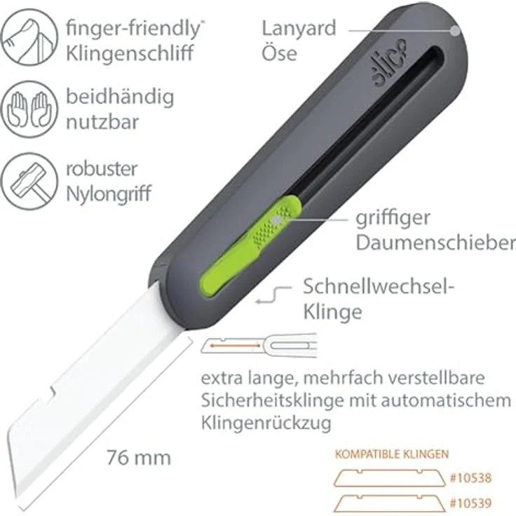 SLICE Cuttermesser Slice 10560, automatisches Industrie Cuttermesser mit robuster keramischer Klinge und ergonomischem Nylon-Griff – Bild 4