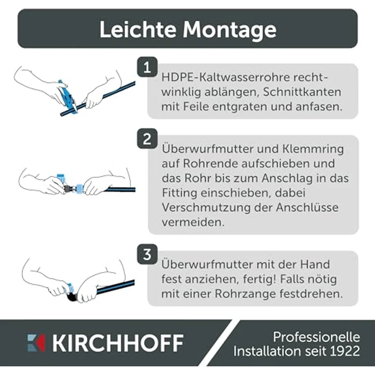 Kirchhoff HDPE Wasserleitung 25 mm x 12,5 m für Gartenbewässerung | DVGW geprüft, Trinkwasser geeignet, Made in EU – Bild 4