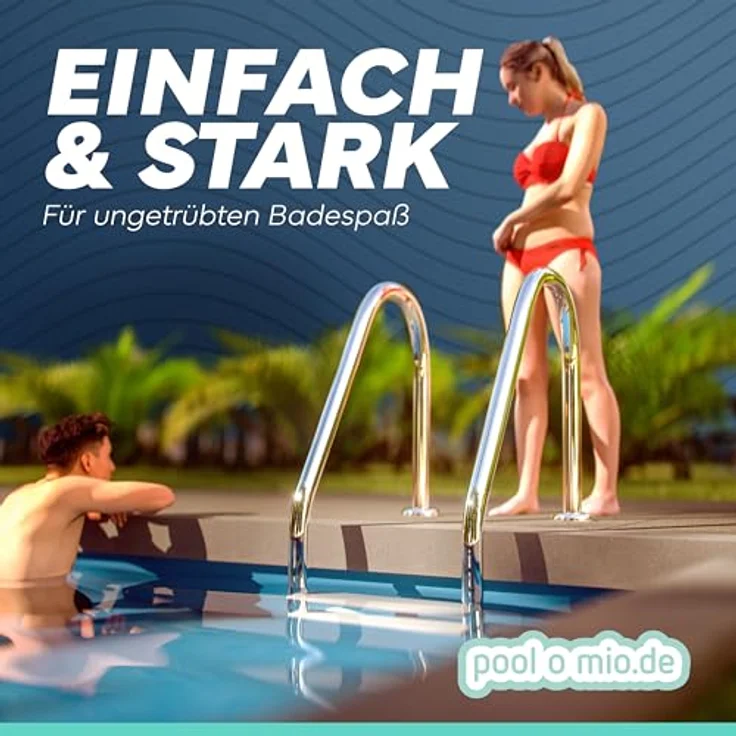 Poolomio Poolleiter Einhänge-Leiter aus Edelstahl, 2 stufig Standard-Modell, Tiefbeckenleiter – Bild 8