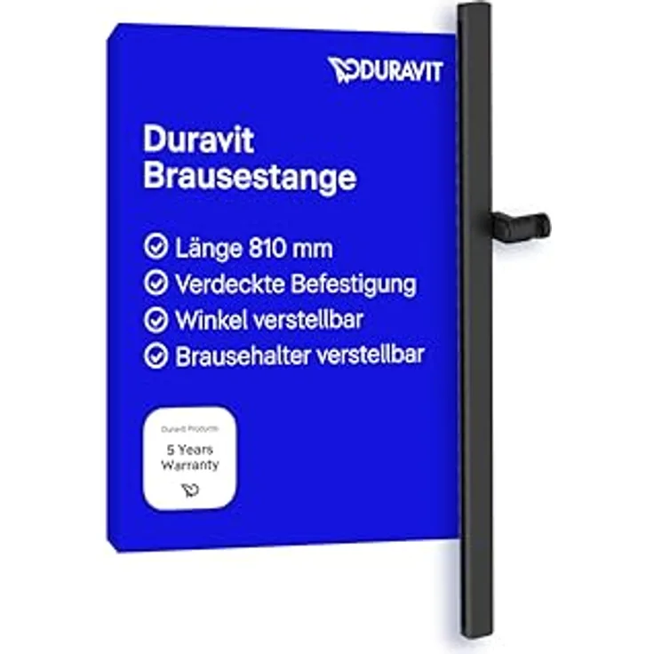 Duravit Universal Duschstange, Höhenverstellbarer Handbrausehalter, 810 mm, Schwarz Matt