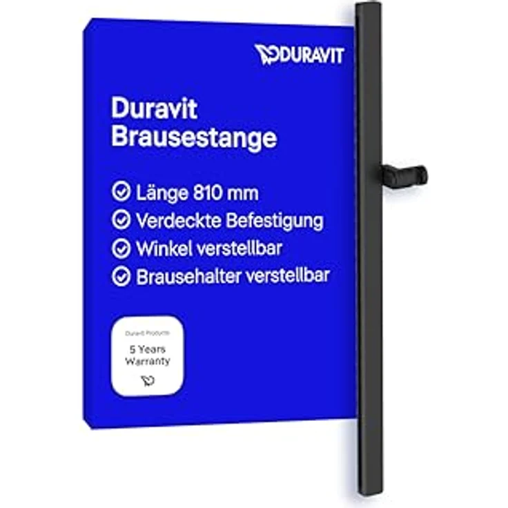 Duravit Universal Duschstange, Höhenverstellbarer Handbrausehalter, 810 mm, Schwarz Matt – Bild 1