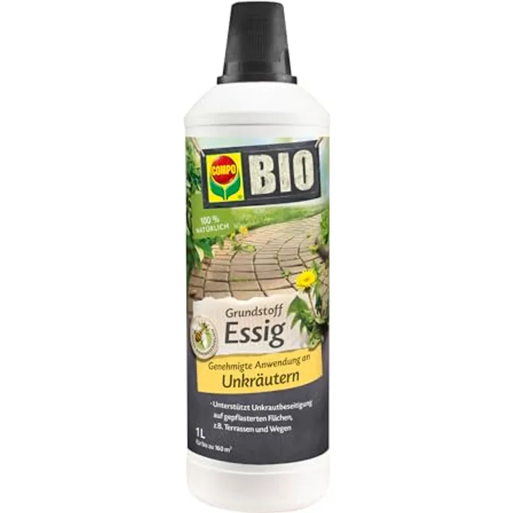 Compo BIO Grundstoff Essig 1 L, Bodenaktivator und Kompostbeschleuniger zur Unkrautbeseitigung und Desinfektion von Gartengeräten