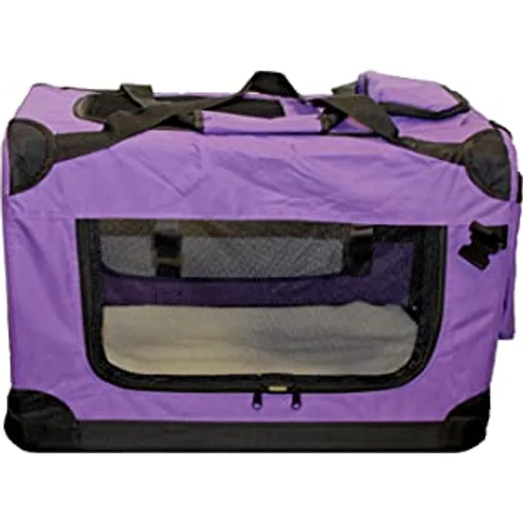walexo Faltbare Hundebox Hundetransportbox Katzentransportbox Katzenbox (LILA, S) - Metallverstärkung, Oxford Gewebe, 3 Türen, Platzsparend